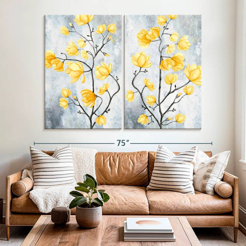 «Bright Yellow Magnolias», reproduction sur toile, H 48 po x l 66 po x P 1,25 po