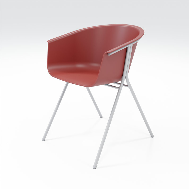 Chaise avec accoudoirs Tee, Corail / argenté