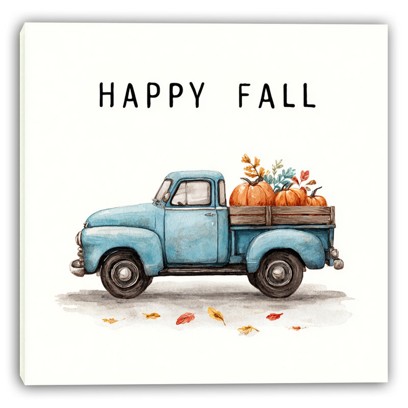«Happy Fall Pickup», art mural sur toile tendue, H 40 po x l 40 po