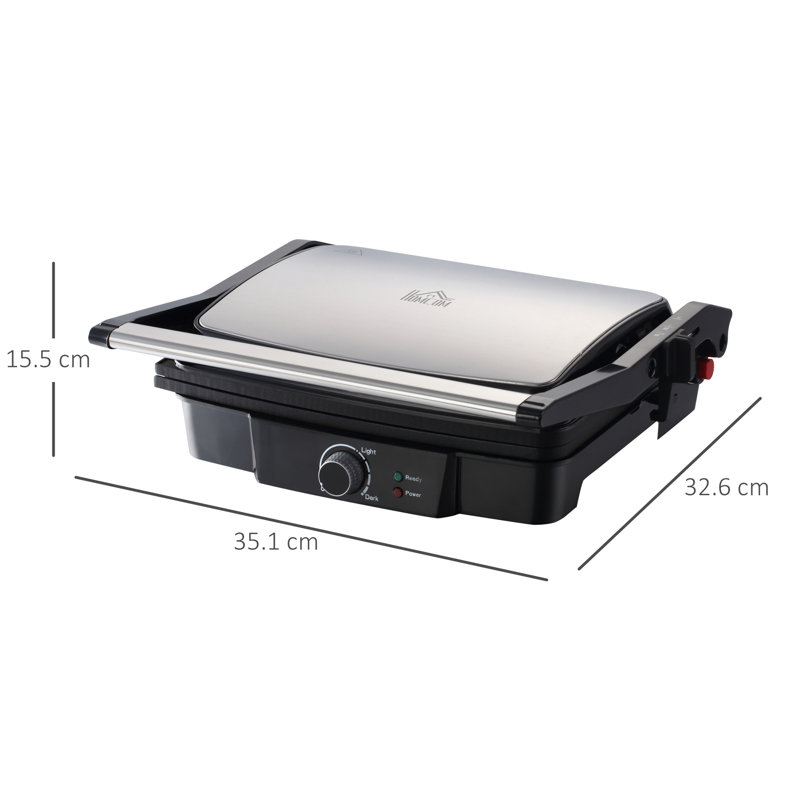 HOMCOM 1cm Smokeless Electric Grill & Panini Press