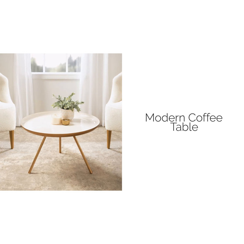 Albinca Round Metal Coffee Table - White & Black