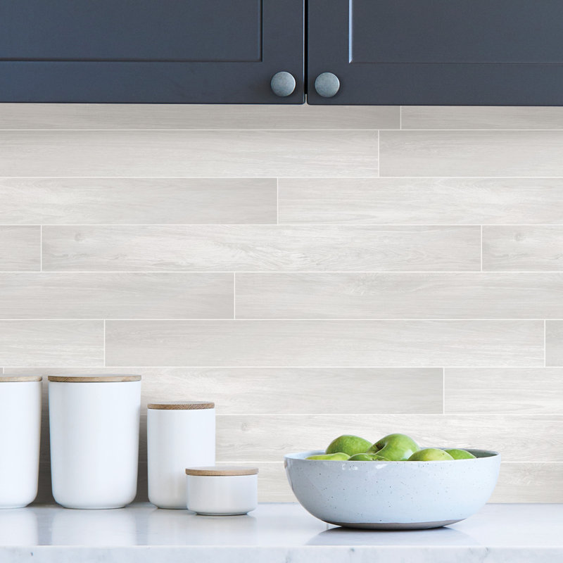18" x 108" Peel and Stick Vinyl Wall Panelling in Light Grey