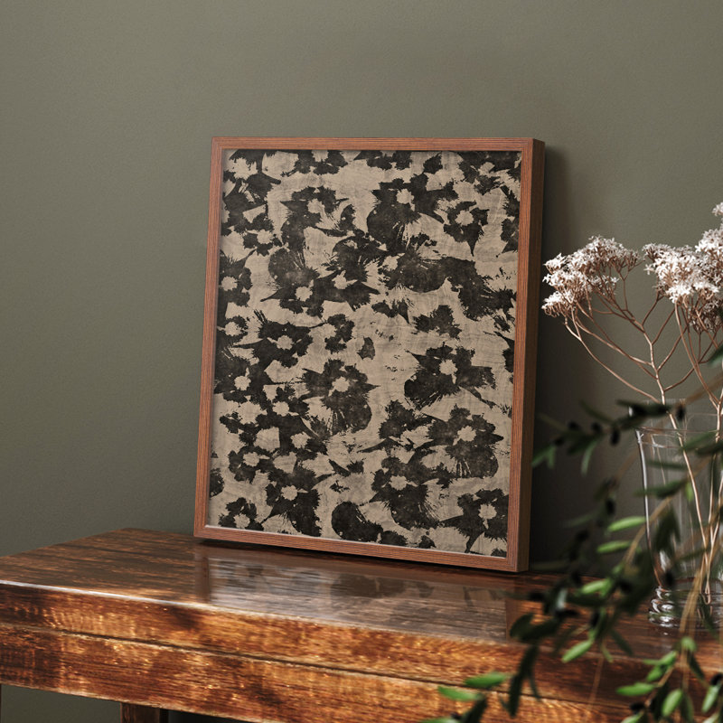 «Vintage Abstract Print CCI» sur, H 14 po x l 11 po, Noyer