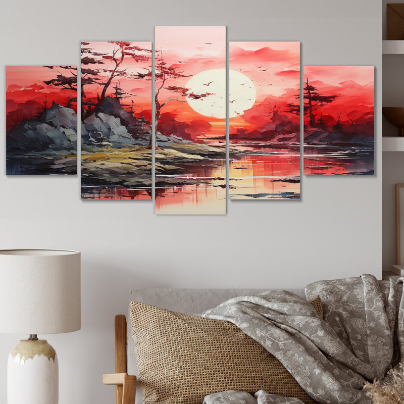 Hanika - campagne, reproduction d'art sur toile - 5 panneaux