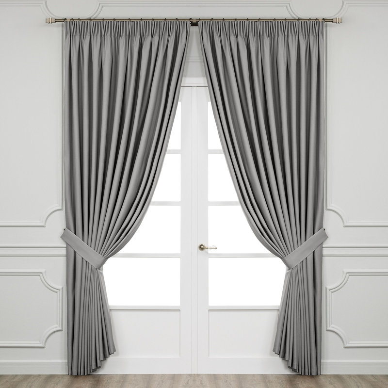 Panneau de rideau semi-transparent 100% coton Muskell, 102 po x 108 po, Gris