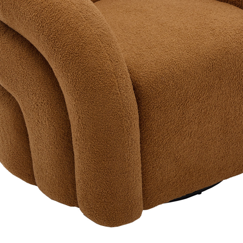 Fauteuil d'appoint pivotant de style moderne entièrement rembourré Aunna, Polyester orange rouillé 