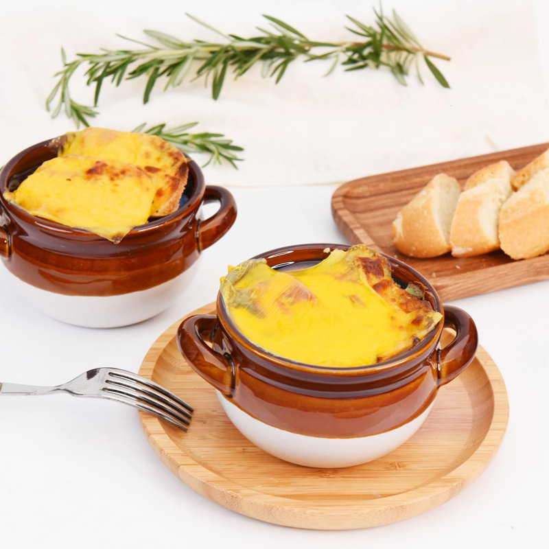 Bols à soupe à l'oignon français avec poignées, paquet de 6 bocaux en céramique allant au four