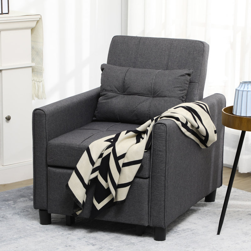 Fauteuil-lit convertible 3 en 1, canapé-lit simple multifonctionnel, fauteuil-lit escamotable avec dossier réglable, oreiller et poches