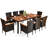 Lakely 8 - Person Acacia Patio Dining Set with Rectangular Table , Cushions Included