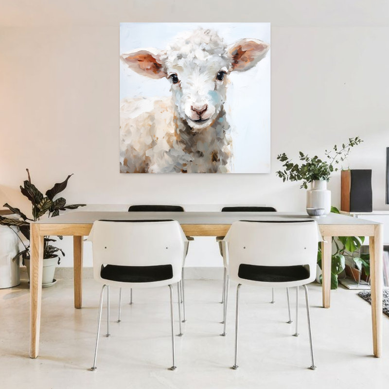 Art contemporain saule avec coups de pinceau d'agneau, H 36 po x l 36 po