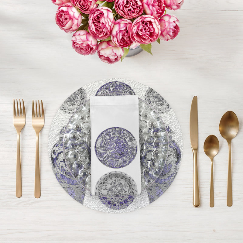 Chinois Ceramic Hemstitch 22" Linen/Cotton Napkin, Lavender