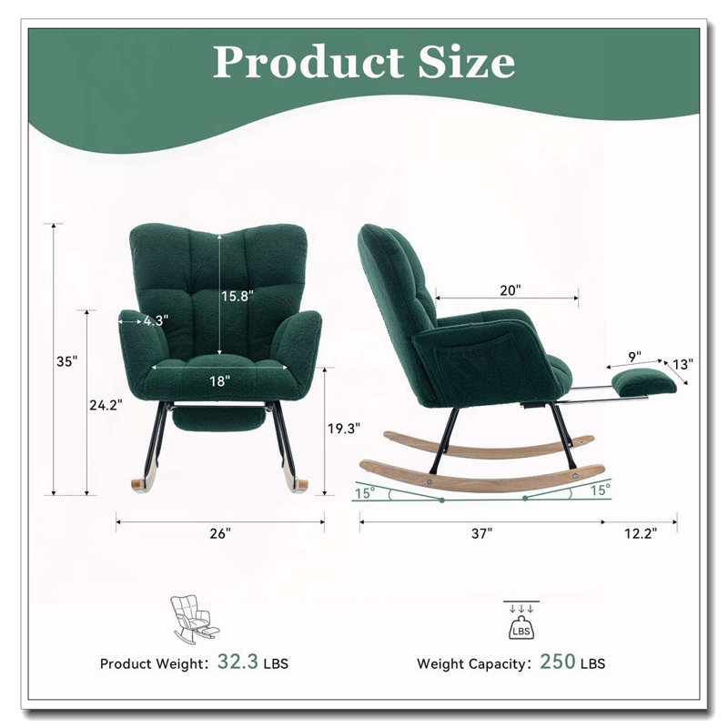 Chaise berçante Teddy, Vert - repose-pieds