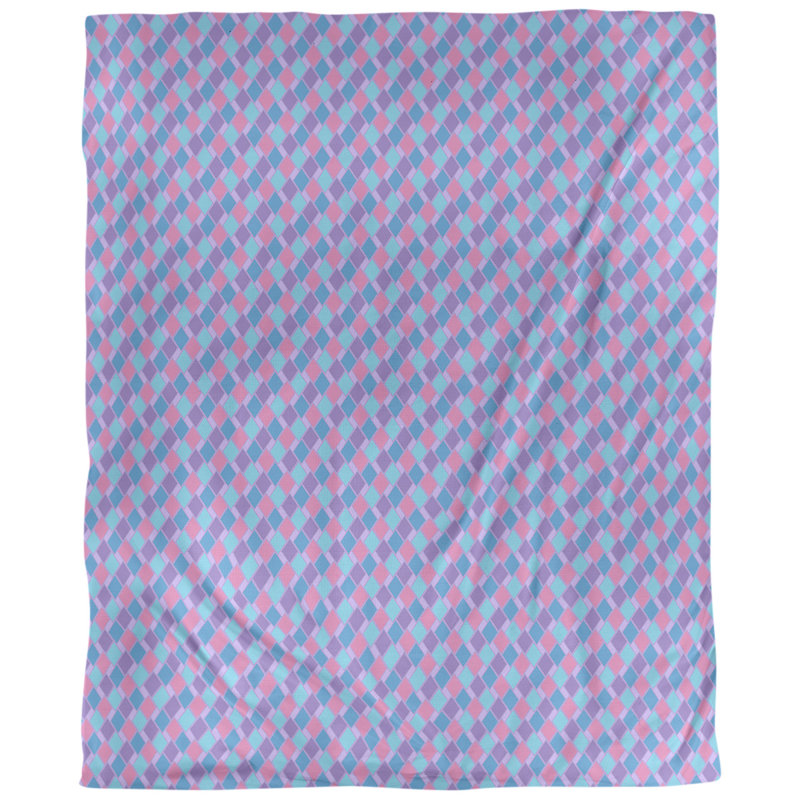 Tissu diamants, Mauve / Bleu, L 54 po x l 36 po, Coton peigné pima