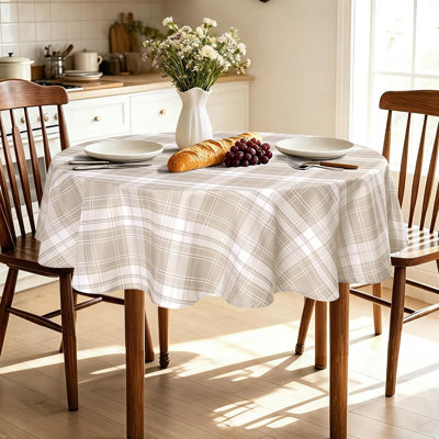 1 Piece Waterproof Round Tablecloth Printed Checkered Pattern