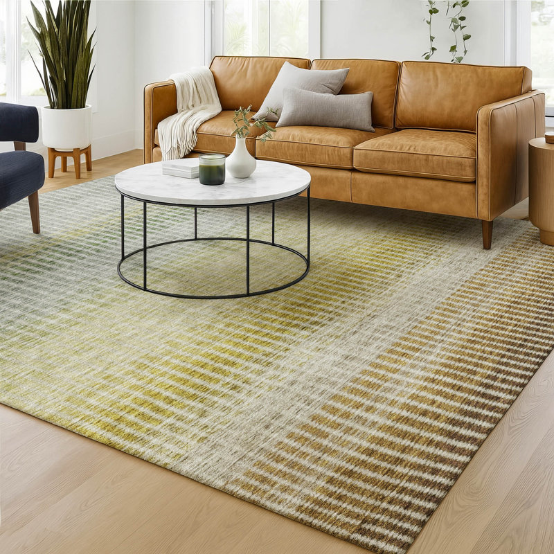 Premium Machine Washable Mayfield AMF2313 Stripes Rug, 3' x 5', Brown