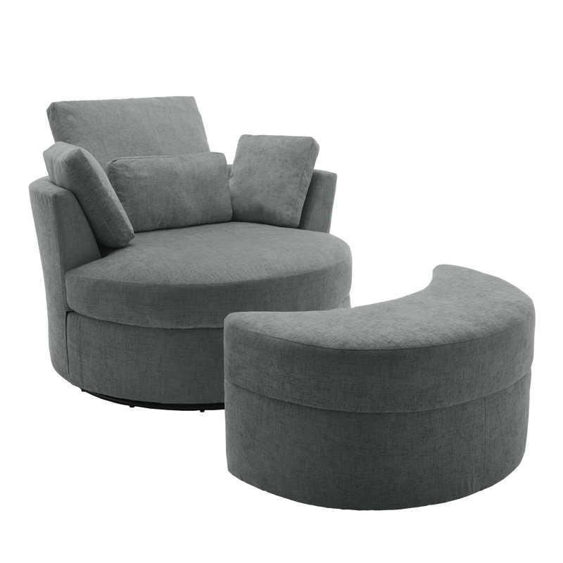 Chaise longue rembourrée avec coussin Niama, Mélange de polyester gris