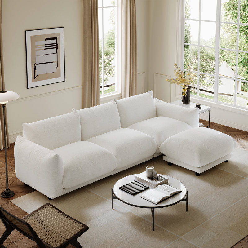 Canapé modulaire rembourré, canapé modulaire avec repose-pieds pour le salon, H 26,25 po x l 99,50 po x P 70 po