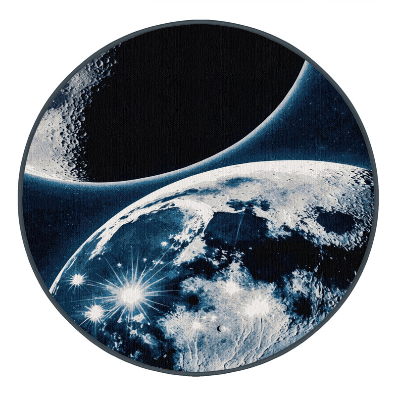 Tapis gris lavable à la machine, Rond 8 pi
