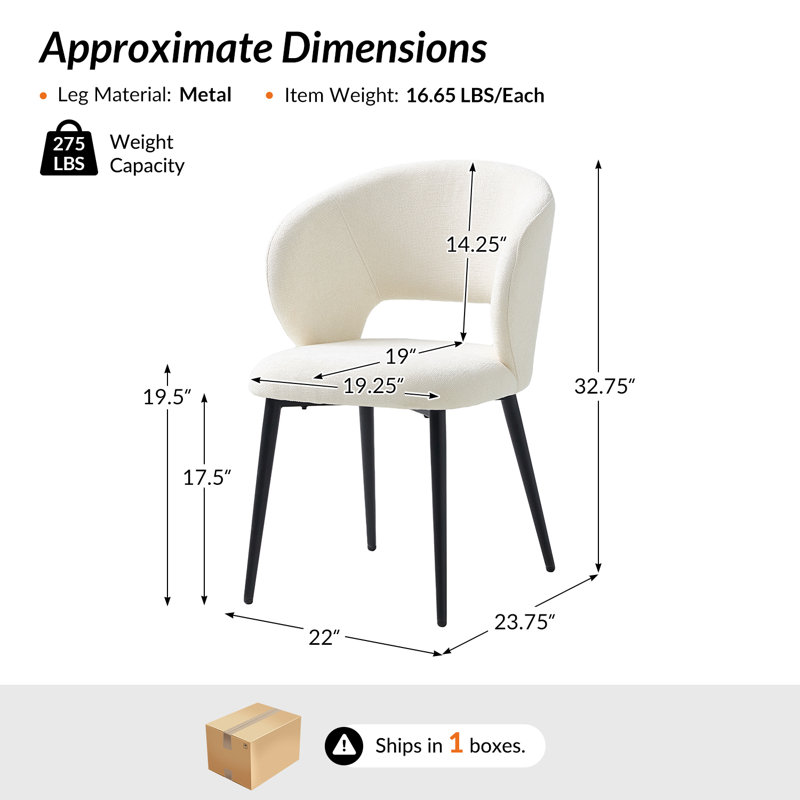 Angel Modern Dinning Chair With Metal Legs, Beige