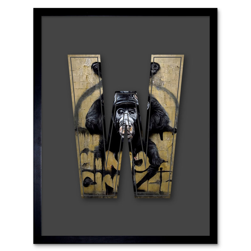 Letter W Mad Ape Bear - Single Picture Frame Print
