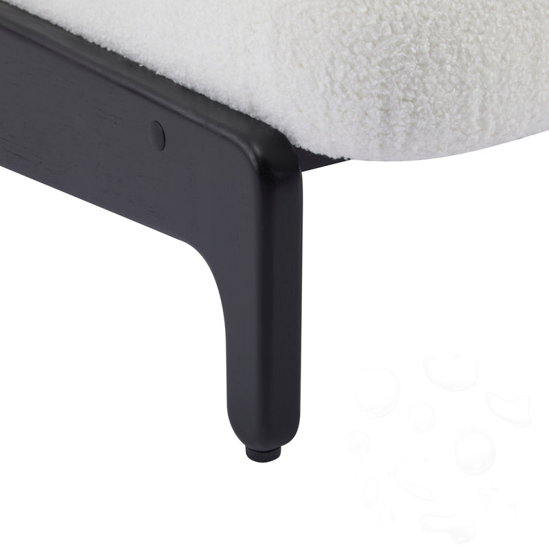 Chaise d'appoint rembourrée en bois avec dossier, Beige, Noir