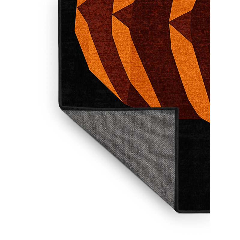 Soft Plush Everitt Halloween Modern & Contemporary Abstract Area Rug in Black – Black Binding, 8x12