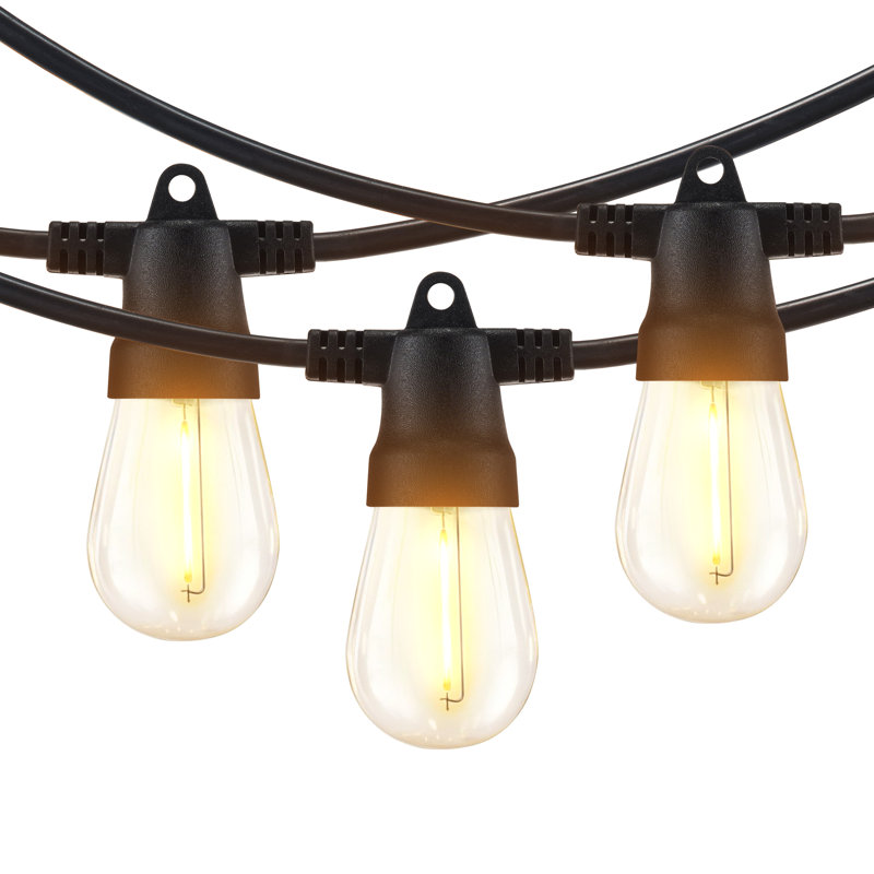 Guirlande solaire d'extérieur à DEL 104 pi avec 32 ampoules Edison S14 blanc doux, télécommande et résistant aux intempéries Ambience Pro