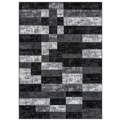 Tapis noir / gris à motif abstrait Abstract