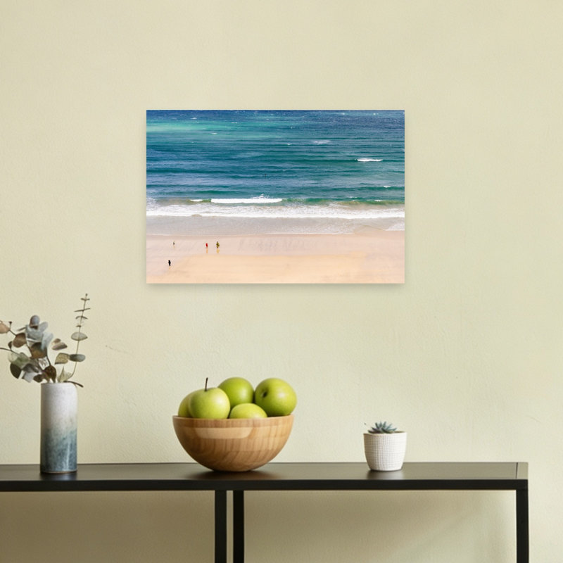 Blue Waves Golden Sand Peaceful Serene Tranquil Coastal Wall Art Print 1 Piece Wrapped Canvas Wall Art, 30.48cm H x 45.72cm W