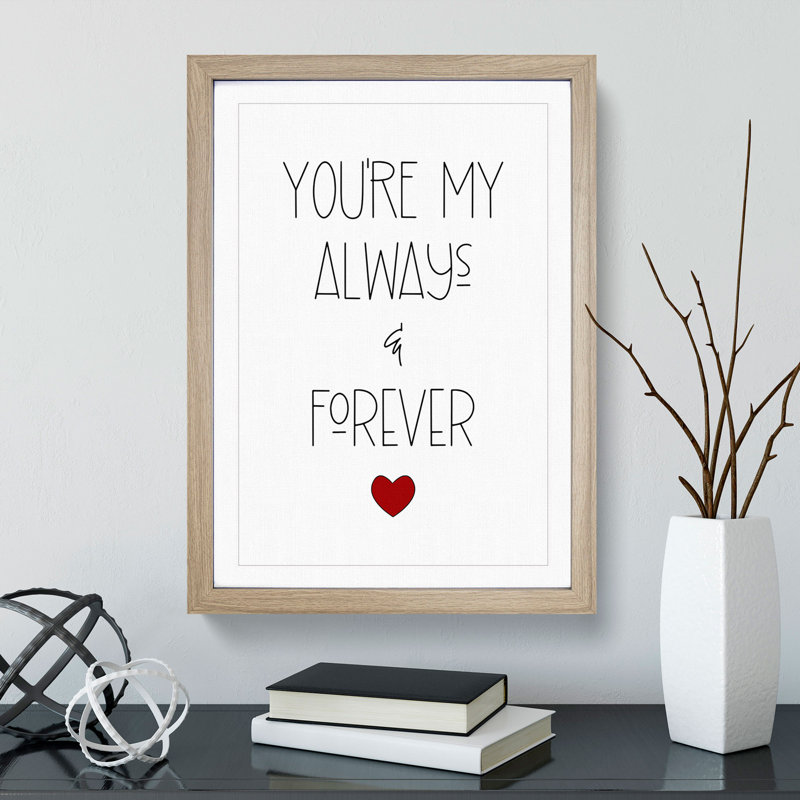 Always and Forever V2 - Picture Frame Typography, Oak, 48cm H x 36cm W x 2cm D