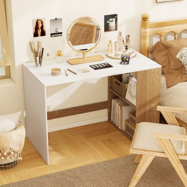 Particle Board / Chipboard Computer Desk, White/Yellow