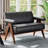50"w Black Faux Leather Loveseat With Thickened Backrest & Armrests-1260477852