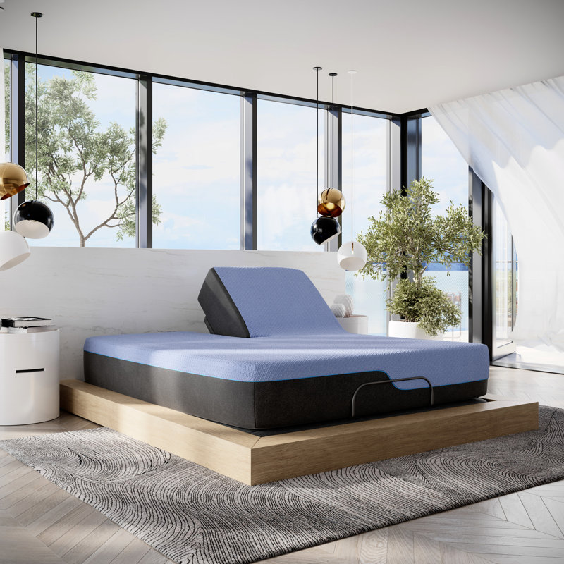 Matelas à tête flexible et base réglable - Grand, mousse haute, fonctionnalité de ronflement pour lit de bébé 6 couches, fonction de charge sans fil