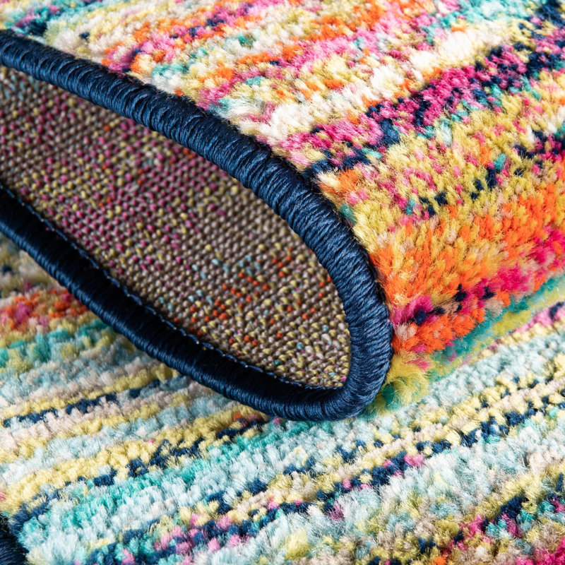 Tapis rayé rose / orange / bleu Muehlebach, Tapis de couloir 2 pi x 6 pi