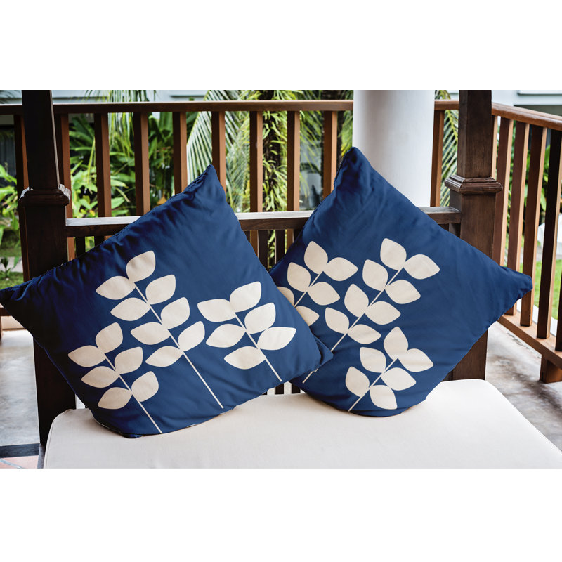 Coussin intérieur / extérieur Simple Stems, 18 po x 18 po, Bleu cobalt foncé