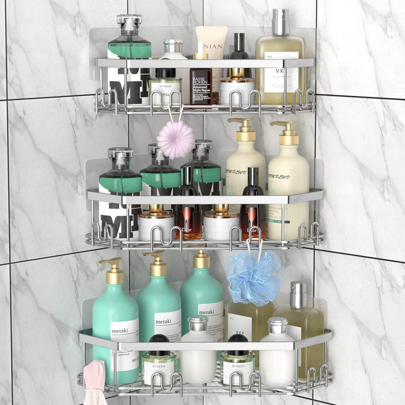 Merrionette Wall Stainless Steel Shower Caddy, Silver