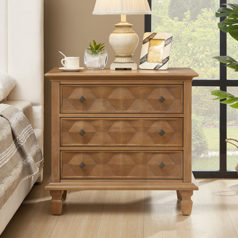 3-Drawer Nightstand with Charging Station