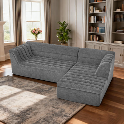 Modular Chenille Sectional Sofa 106" Modern Couch with Chaise