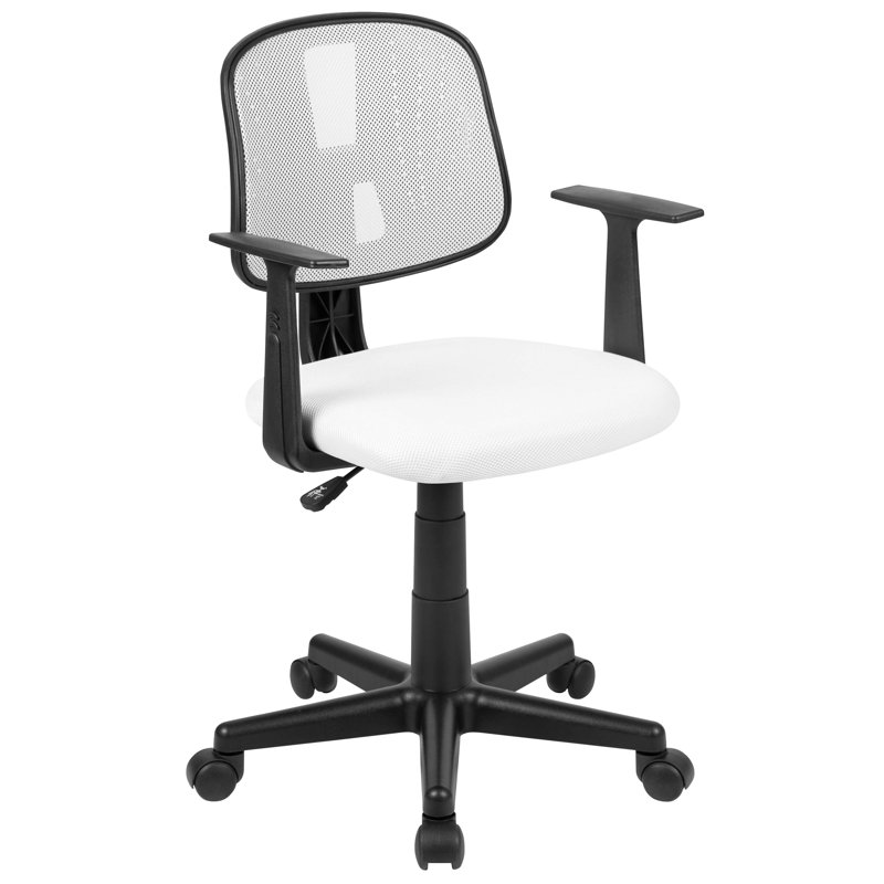 Meridian Mid-Back Swivel Mesh Task Office Chair with Pivot Back, Yes, White