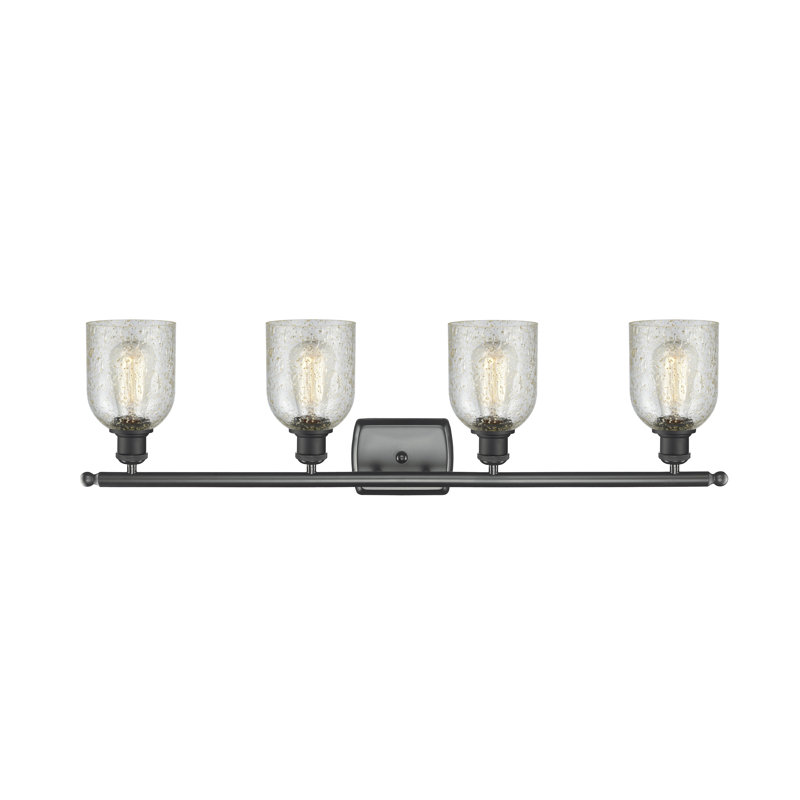 Vella 4 - Light Dimmable Vanity Light, Mica, 6 Watt Vinage LED Bulb, Matte Black