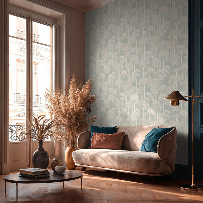 Havana 2 Collection Palm Trees Wallpaper Roll, Navy/Gold