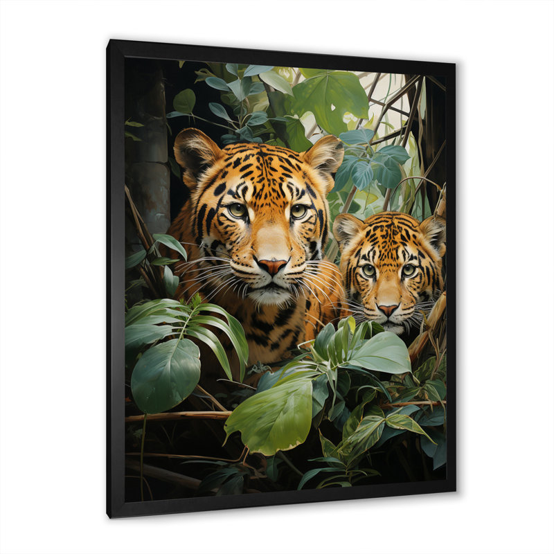 «Asian Art Tigers in Jungle VII», reproduction sur toile, Cadre photo noir, H 20 po x l 12 po x P 1 po