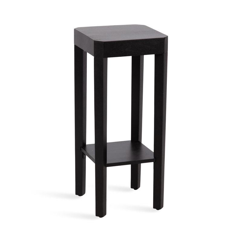 Ardentown Solid Wood Side Table with Storage, Black