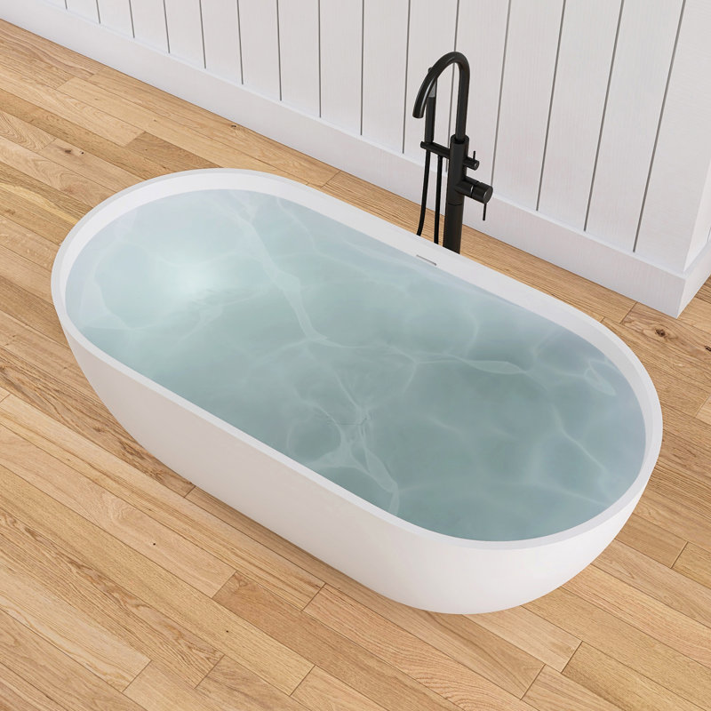 Forma MEDUNJESS 59'' Freestanding Tub Solid Surface Freestanding Soaking Bathtub, White