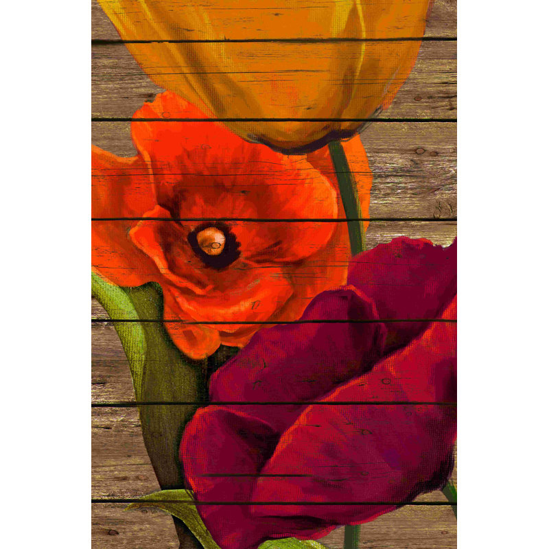 Fleurs en bois 4, H 48 po x l 32 po