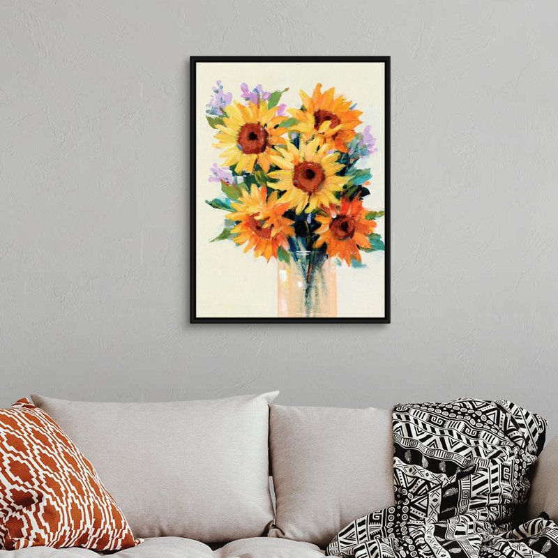 Fleurs fraîches coupées II, art mural sur toile, H 24 po x l 32 po x P 1,75 po, Cadre noir