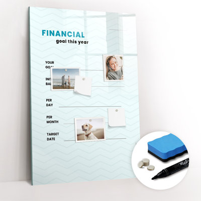 Magnetic Memo Board Whiteboard - 60 x 90 cm - With Marker and Magnets - Finance planner