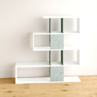 Bookshop Pueblo, Bookcase With 7 Compartments, Modern Office Shelf, Wall Unit With Shelves
