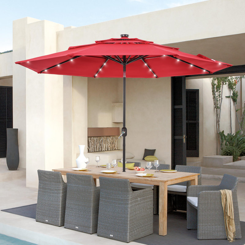 Parasol rond 10 'Ruthy, Tissu rouge chili