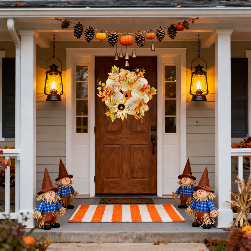 Couronne d'automne de 18 po pour la récolte de l'Action de grâce d'Halloween Couronne de Noël pour les décorations de portes d'entrée